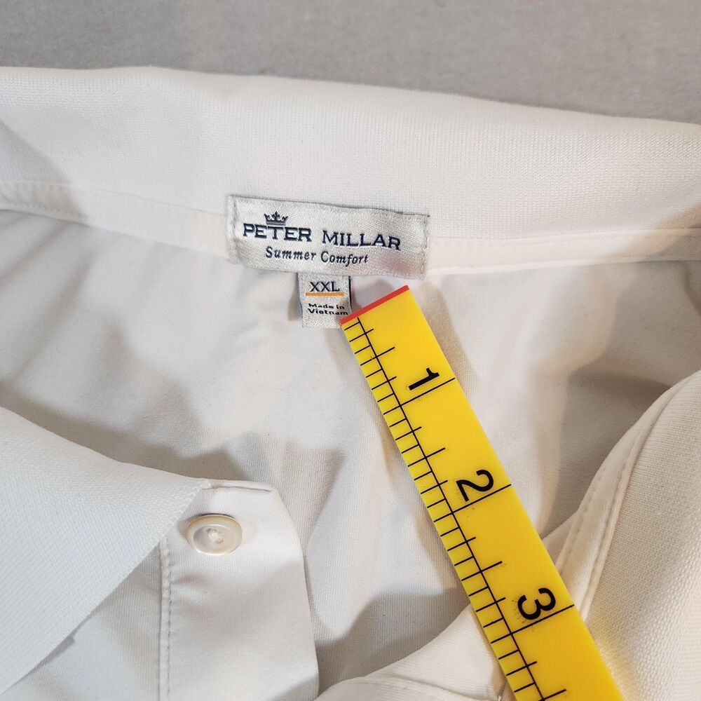Peter Millar Summer Comfort White Short Sleeve Golf/Tennis Polo XXL